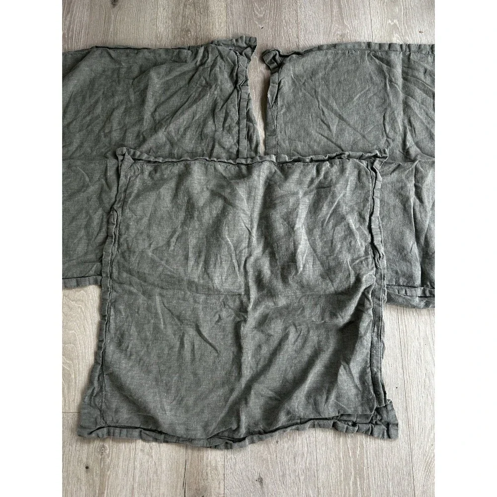 Pottery Barn 100% Linen Pillow Sham Set of 3 Euro 26